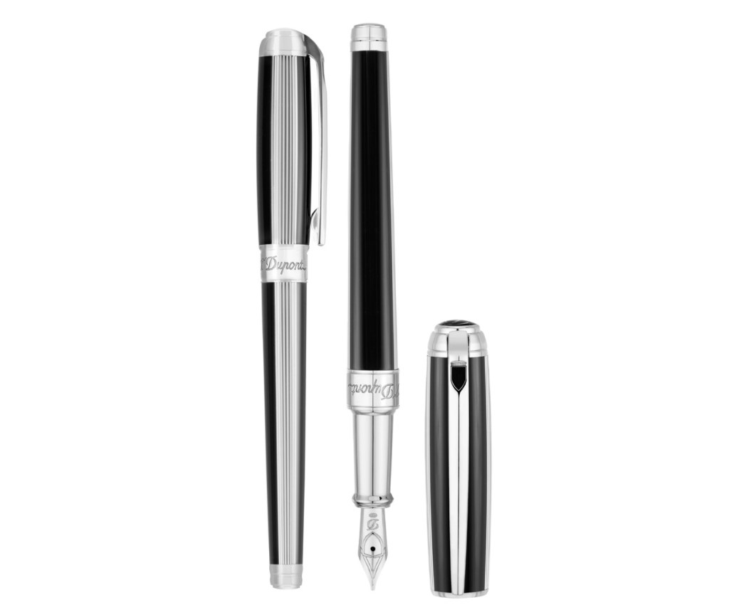 Line D Medium Windsor Black Lacquer &amp; Palladium Fountain Pen